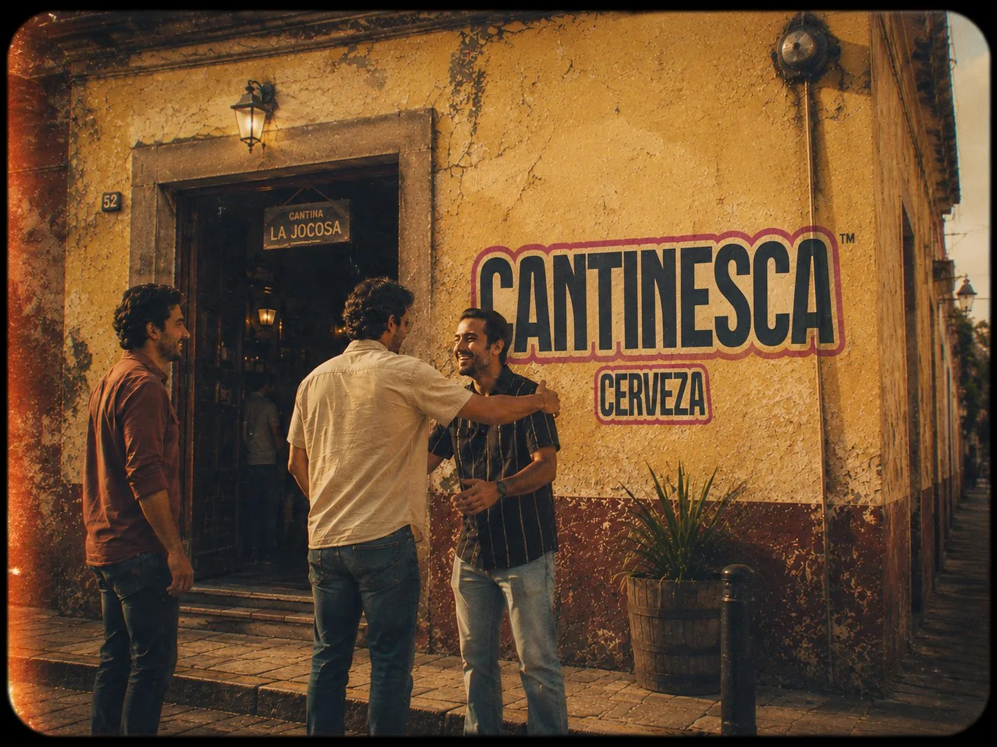 Friends talking at the entrance of a Cantinesca cantina