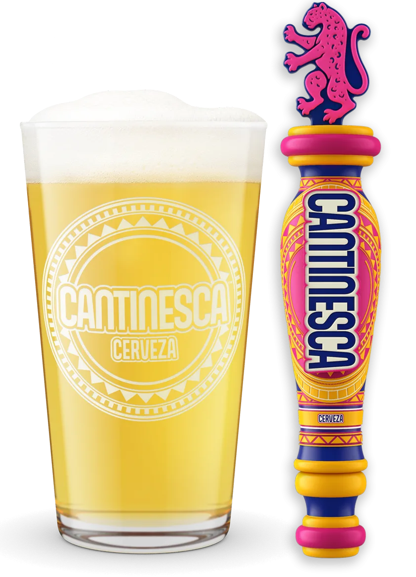Cantinesca pint on draft next to its tap handle